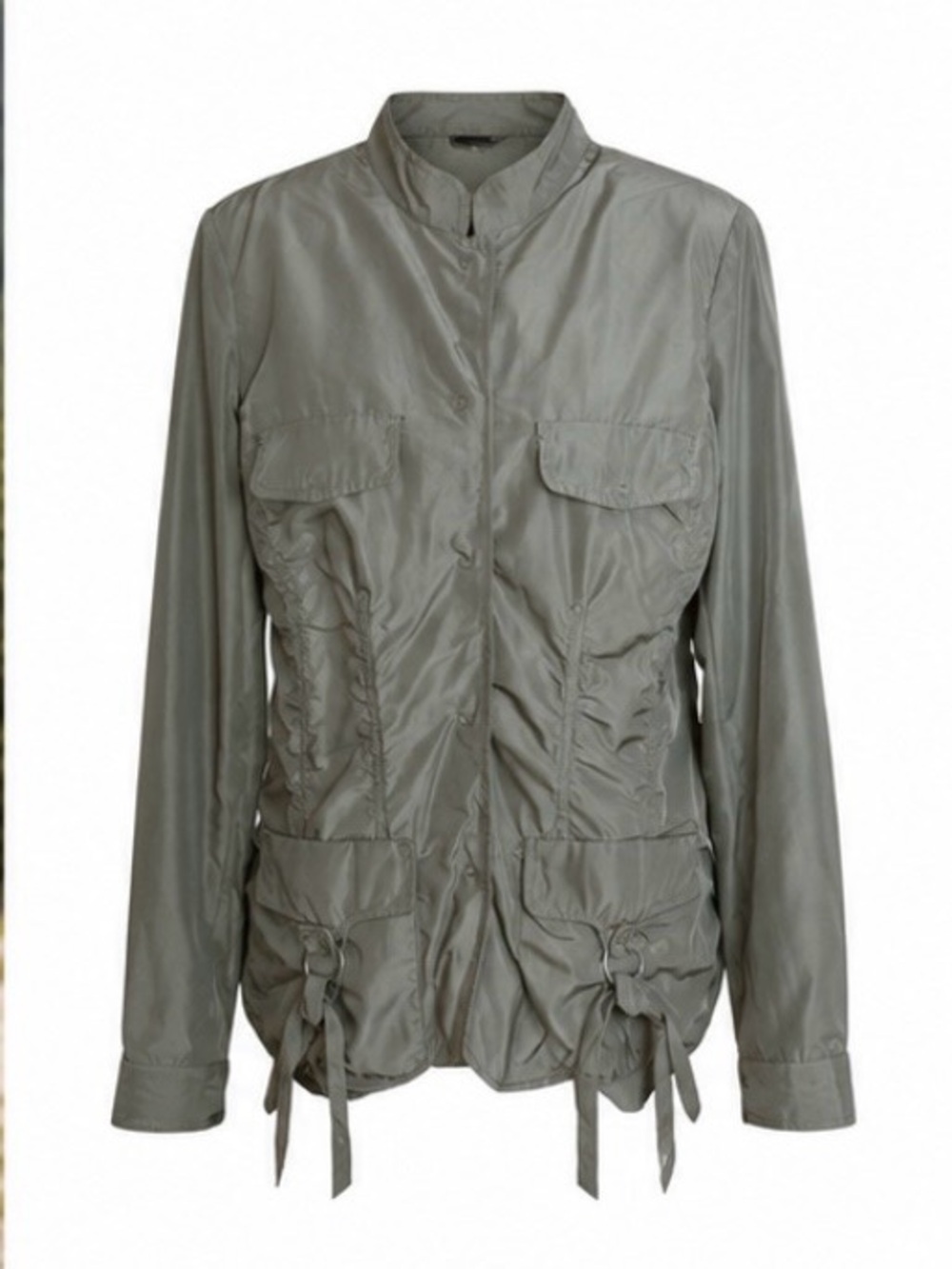 LINEA DOMANI  Army Green Ruched Jacket Size 10